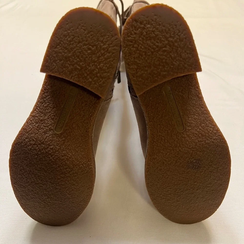 Timberland Taupe Suede‎ Shearling Pom Pom Nordic Boho Cozy Tall Boots Size 7.5